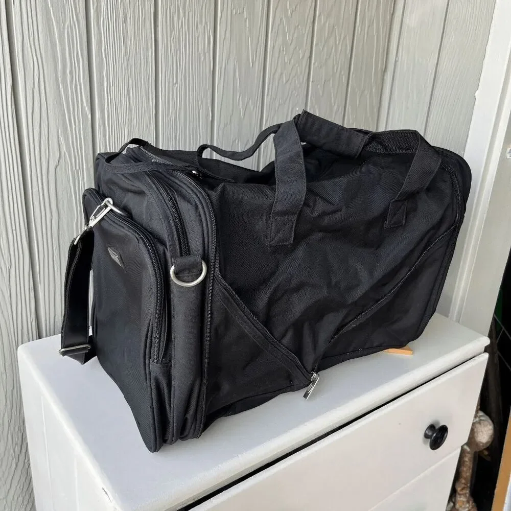 Land Rover Black Collapsible Duffel Tote Travel Bag with Shoulder Strap